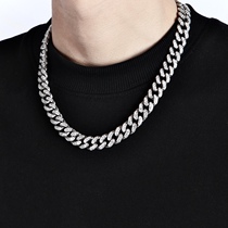  Full diamond Cuban chain zircon necklace hip-hop Hiphop Wang Jiar with the same INS European and American rap street rough student