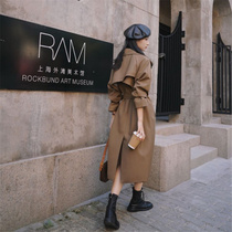 Sandro Moscoloni high-end khaki temperament windbreaker autumn coat womens 2022 new mid-length