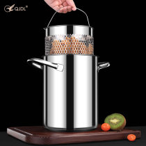 Fryer household tempura small oil-efficient deep pot 304 stainless steel gas soup Fryer with filter screen Japanese style