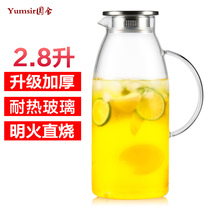 Oversized capacity heat-resistant high temperature glass cold water cup storage cool white open cold kettle filter teapot cold pot household