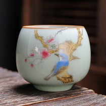 Minnan Ge Kiln Ceramic kung fu tea set accessories single Cup Persimmon wishful Master Cup Chinese style building Cup Tea Cup