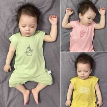 Baby one-piece thin cotton sleeveless summer dress Baby romper Summer newborn pajamas outside baby clothes