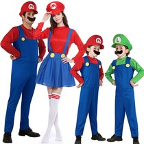 Halloween Costume Show cosplay Performance Costume Adult Children Mario Costume Super Mary Clothes