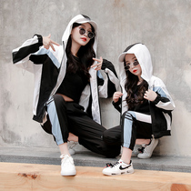 Autumn parent-child jacket mother and child jacket female sports suit foreign atmosphere casual hooded long sleeve fried street thin two-piece set