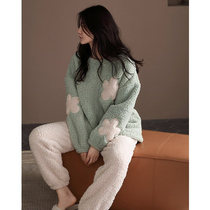 MOSTARSEA clear little flower ~ lovely double pajamas female winter coral cashmere Cashmere warm and lovely