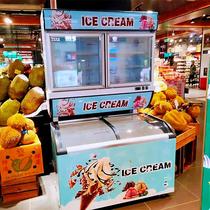 Convenience store ice cream cabinet vertical frozen child cabinet double temperature freezer ice cream beverage preservation display cabinet