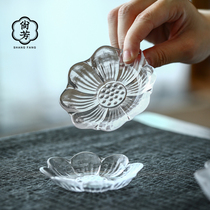 Shangfang glass coaster Lotus transparent tea coaster insulation mat glass saucer Japanese non-slip tea ceremony Tea Cup cushion