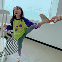 Girls clothes spring and autumn thin foreign style parent-child mother womens pullover long sleeve top baby autumn clothes 2021 New