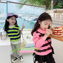 Past the goal to look back at rates bursting with a knock-on-eye Striped Knit Vest Fried Street Baby Spring Dress Girls waistcoat