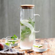 Nordic wind ins bamboo lid glass cold kettle heat-resistant high-capacity teapot explosion-proof cool kettle juice pot