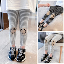 Girl Beats Bottom Pants Spring Autumn Outside Wearing childrens autumn and autumn Han version Childrens thin Baby Girl Striped Kiddie Elastic Pants