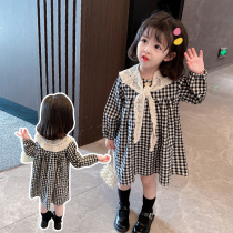 Girls  dresses 2021 new autumn female baby plaid skirt childrens spring and autumn childrens Western princess skirt tide