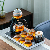 Semi-automatic glass tea set transparent Kung Fu Tea Cup elk home bubble teapot Net red lazy tea breener