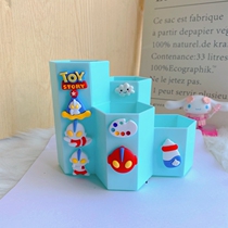 Cartoon anime pen holder pupils childrens desktop Ultraman cute desk study supplies pen storage box pen bucket