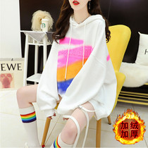 Pregnant women long coat fashion New plus velvet thick hooded long sleeve sweater loose size autumn winter coat