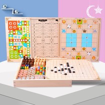 Flying Chess Childrens Checkers Wooden Multifunctional Game Chess Gobang Adult Chess Beast Chess Educational Toy