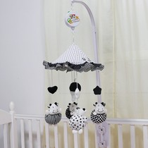 Black and white baby bed bell music rotating bedside bell fabric newborn 0-6 months appease toy rattle bed hanging