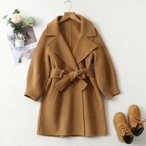 Girls double-sided woolen coat childrens cashmere woolen coat medium-length middle-aged childrens woolen belt thickened foreign tide