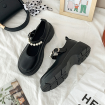 Retro small leather shoes spring 2021 Mary Jane shoes thick-soled Japanese jk pearl French fairy style single shoes womens summer