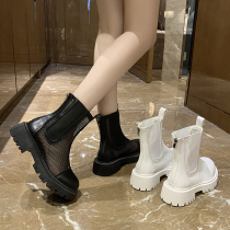Summer Martin boots womens 2021 new mesh hollow booties womens cigarette tube womens shoes medium heel thin mesh cold boots