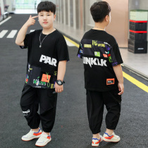 Fat Boy Clothing Boy Short Sleeve Suit Plus Fat Increase Code Boy Loose Thin Summer Clothes 13-year-old CUHK Boy Two sets 15