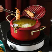 Japanese tempura Fryer household gas fuel-efficient temperature control Japanese small fryer with thermometer