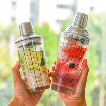 Glass wine glass shaker cup cocktail cup milk tea shop hand crank Cup with scale bar home shaker set