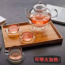 Heat-resistant filter glass tea set flower grass tea set set set of transparent fruit bubble teapot tea maker teapot home