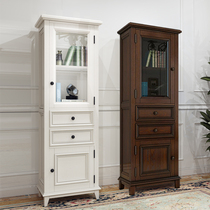 American living room bathroom side cabinet narrow side cabinet Cabinet toilet oak solid wood toilet high cabinet custom