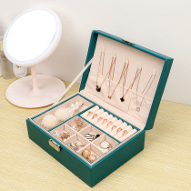 Double layer with lock jewelry box storage box earrings box Jewelry earrings box accessories earrings box accessories storage box ins Wind large capacity