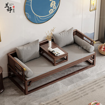  New Chinese Arhat bed Solid wood Chinese elm push-pull living room sofa Solid wood bed Modern simple small apartment bed