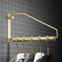 Brass household folding telescopic drying rack gold rotating hanger balcony wardrobe hanger light luxury towel hanging