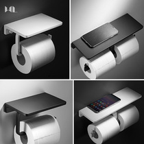 Nordic white toilet paper holder thickened space aluminum toilet roll paper holder Bathroom toilet paper towel toilet paper holder free of holes