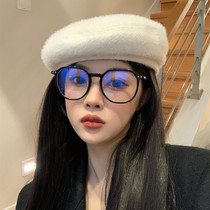 Black retro glasses Korean version of tide myopia women's net red plain thin anti-blue radiation flat frame men
