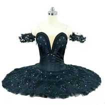 Black professional ballet suit Adult custom performance Childrens gauze skirt Export black swan gauze skirt Competition suit tutu