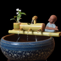Water pendulum stone trough fish pond filter office desktop waterscape bamboo fountain bamboo tube flowing water ceramic
