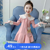 Girl Spring Autumn Clothes Dress Dress 2022 New Korean Version Polo Dot Baby Princess Dress Spring Long Sleeve Doll Collar dress