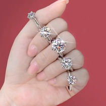 US imported Moissan stone ring female 1 carat simulation diamond 18K white gold six-claw wedding custom diamond ring
