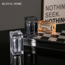 Light luxury creative living room household crystal glass toothpick box with lid light luxury simple cotton sign box cotton sign tube