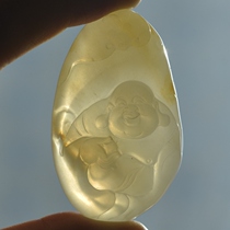 Xinjiang natural gold silk Jade Gemstone light Pendant Natal Buddha Laughing Buddha Maitreya Buddha