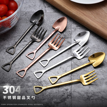 Tie Wan creative 304 stainless steel coffee spoon fruit fork set Love Craft fork one gold cute high-grade