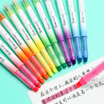Morning light straight liquid highlighter pen original flavor Press color fluorescent marker pen tremble sound with students with light color system key notes macaron color set marker pen candy color review artifact