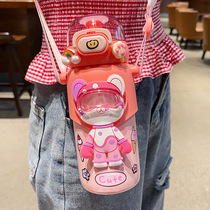 Creative trend student stainless steel cup portable baby kettle childrens thermos cup female cute with straw water Cup