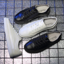 Autumn breathable leather White casual shoes 38 mens trend lace shoes comfortable versatile youth tide white shoes 37