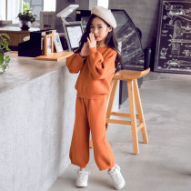 Girl autumn suit 2021 new big childrens clothing spring autumn fashionable Net Red foreign air Girl Knitting Winter two pieces