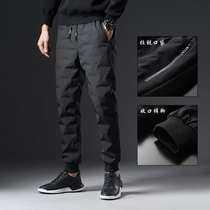 Down pants Mens outdoor sports winter thickened white duck down warm pants snow plus velvet Northeast wear cotton pants trousers