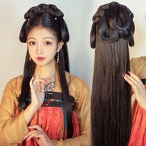 Hanfu wig hair bag female lazy man coil hair costume hair bun skull top pad hair ancient style Ming made hair band one simple