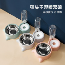 Dog bowl dog small dog food bowl cat bowl automatic cat drinking fountain rice basin stainless steel double bowl for pets