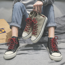 2022 Spring Autumn New Side Zipper Sails Cloth Shoes Mens High Help Board Shoes Han Edition Trend 100 hitch a teenager middle school student