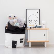 INS Wind Small House Children Toy Bunch Pocket Furniture Pure Cotton Canvas Children Room Decoration Cashier Bag